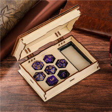 7pc/Set Plastic Polyhedral Dice Storage Box Dice Wooden Container Case Table Board Role Game Accessories