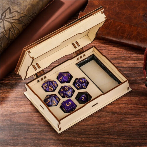 7pc/Set Plastic Polyhedral Dice Storage Box  Dice Wooden Container Case Table Board Role  Game Accessories