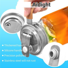MasonJar Pour Spout Lids with Handle,Leakproof Flip Cap for Wide MouthJars, Airtight Stainless Steel Tops with Handle