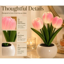 LED-Tulpen-Nachtlicht, Dekoration für das Bett im Wohnheim, Schlaflicht, Simuliertes Blumenatmosphärenlicht, Nachttischlicht