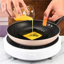 4pcs Non Stick Frying Pan with Silicone Handle, Non Stick Stainless Steel Egg Mold,Stainless Steel Baking Mold