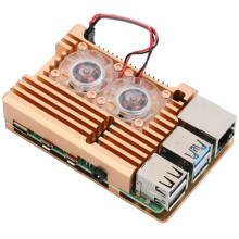 Voor Raspberry Pi 4 Aluminium Behuizing met Dubbele Koelfan Metalen Omhulsel Gouden Behuizing voor RPI voor Raspberry Pi4 Behuizing Dubbele Fan