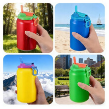 12 Pcs Soda Can Lids with Straws, 4 Color Reusable  Can Covers,BPA-Free Spill-Proof Silicone Cans Lids for Beer Juice