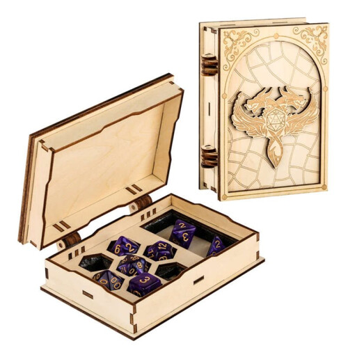 7pc/Set Plastic Polyhedral Dice Storage Box  Dice Wooden Container Case Table Board Role  Game Accessories 1