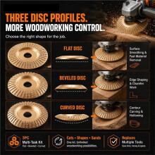 Tungsten Carbide Cutting Wheel Set, 3PCS Heavy-Duty Wood Carving Discs for 4" & 4-1/2" Angle Grinders