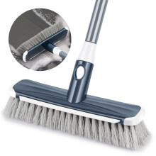 Floor Brush Sweeping Broom, Floor Scrubbing with Long Handle Adjustable 2 in 1 Scrape and Brush Stiff Bristle Cleaning for Deck, Bathroom, Kitchen