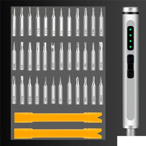 Portable Multi Functional Precision Electric Screwdriver Set with LED Light Rechargeable Cordless Electric Screwdriver B