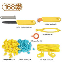 Cardboard Construction Tool Kit 168 Pieces, Educational Toys for Kids, Safe Reusable Cardboard Tools