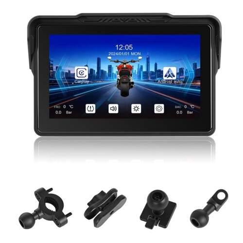 Motorcycle CarPlay Screen 7 Inch Wireless Carplay Android Auto Waterproof Touchscreen, Supports Navigation