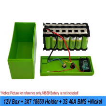 DIY 12V 18650 Battery Box Kit 3X7 18650 Holder+3S 40A BMS+Nickel Voltage Display Dual-USB Power Bank for UPS Solar A