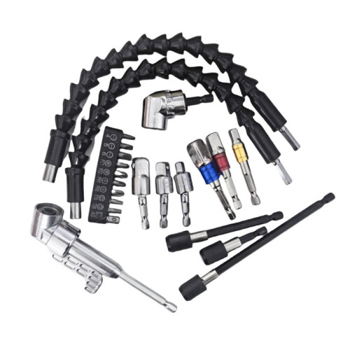 23pcs Flexible Drill Bit Extension Set with Right Angle Drill Attachment, Universal Socket & Adapters 2