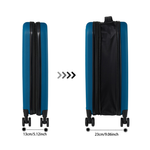 20 Inch ABS Expandable Foldable Carry On Luggage Suitcase, Blue 2