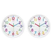 2X Learning Clock for Kids - Telling Easily, Non-Ticking, Battery Operated, Silent, Colorful Teaching Clock