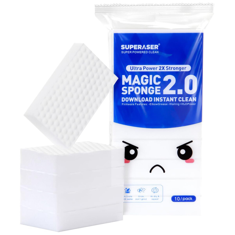 Magic Sponge 10 Pack Textured Quick Series, Effortlessly Erase Scuff Marks And Stains From Multiple Surfaces With No Harsh Chemicals 5051227556066