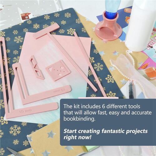 12Pcs Bookbinding Easy Scrapbooking Tool for , Great Stencils and Cutter Guide Kit Can Be Made Into Notebook 2