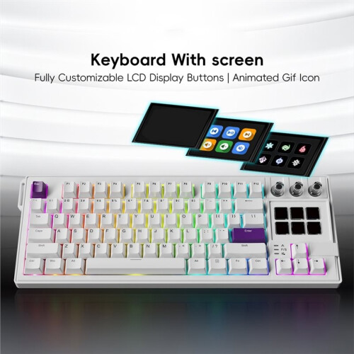 K1 PRO Visual Mechanical Keyboard Macro LCD Wired Gaming Keyboard RGB Backlight Ergonomics Keyboard Black