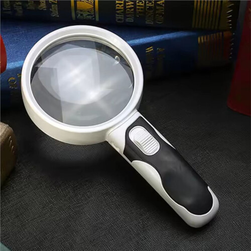 Ninth World 5X 10X Optical Magnifier, LED Light, 80mm Handheld Backlit Magnifier for Reading