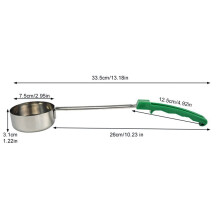 4X Pizza Spread Sauce Ladle Rubber Handle Flat Bottom Kitchen Cooking Spoon Stainless Steel-4 Oz