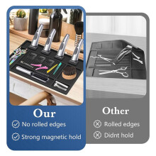 2X Magnetic Barber Mat for Clippers,Station Barber Tool Organizer Mat for Salon Barber Shop Beauty Tool with 4 Slots