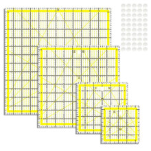 4PCS Quilting Ruler,Acrylic Square Ruler,Quilting Templates,with Non Slip Rings(4.5x4.5In,6x6In,9.5x9.5In,12.5x12.5In)