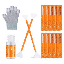 Kit de limpeza para sensor - K&F CONCEPT - Formato completo - 10 bastões de 24 mm - Solução 20 ml - Luvas antistáticas