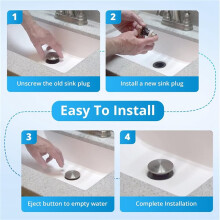 2X Polished Chrome 972098A Bathroom Sink Push & Seal - Drain Stopper Assembly,Part Number is 35338-06XX