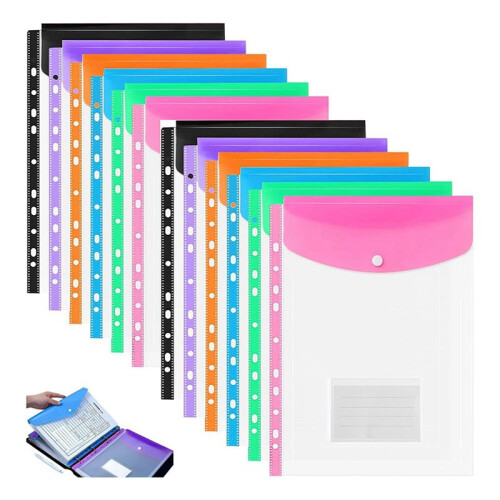 A4 Plastic Wallets, 24 Pack Expandable Document Files with Button for School, Office, Home, Travel 2