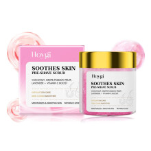 Exfoliërende lichaamsscrub voor vóór het scheren en ontharen. Gladmakende, reinigende exfoliërende lichaamsscrub voor een gladde e