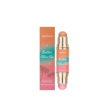 Contourstick met twee uiteinden, matte crèmeblush en bronzer, gezichtscontourstick 7,6 g, lichtbruin en lichtroze.