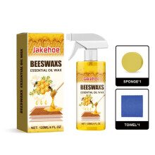 Houtpoetsmiddel met bijenwas, verzorgende en glansversterkende spray voor meubelreparatie en bescherming tegen droge scheuren.
