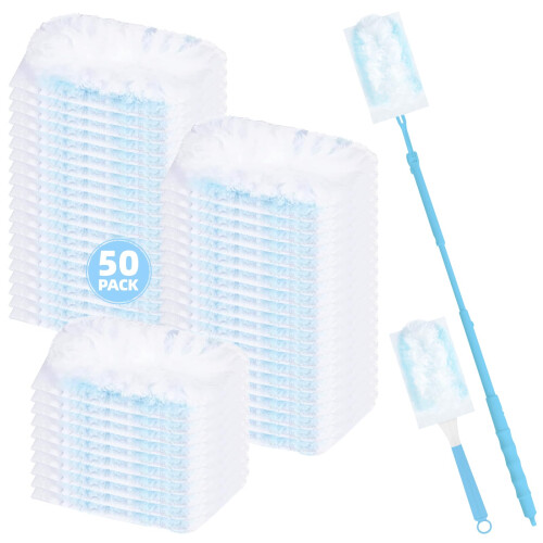 Nicemiya 50 Refills Duster for Flash Dust Magnet Handle Extendable 37inch