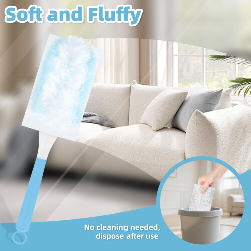 Nicemiya 50 Refills Duster for Flash Dust Magnet Handle Extendable 37inch 1