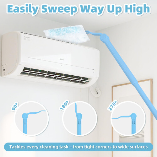 Nicemiya 50 Refills Duster for Flash Dust Magnet Handle Extendable 37inch 2