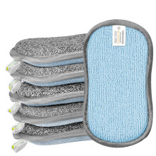 Surfela Washing Up Sponges 6 Pack, Reusable Non Scratch Microfibre Cleaning Sponges, Dual Sided Kitchen Scourers Sponge for Dishes, Pots, Pans & Sink