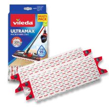 Vileda UltraMax Refill, 2 Pack, Suitable for all Vileda Flat Mop Systems, for all floor types, removes over 99% of bacteria with just water