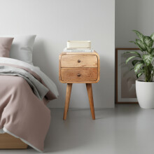 Scandinavian Small Narrow 2-Drawer Bedside Table