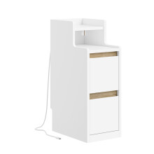 SoBuy White Nightstand with Wireless Charging & USB