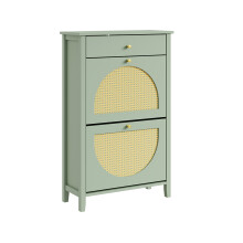 SoBuy Armoire à Chaussures Verte Cannage FSR223-GR