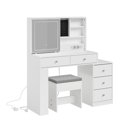 SoBuy White LED Vanity Set 5 Drawers