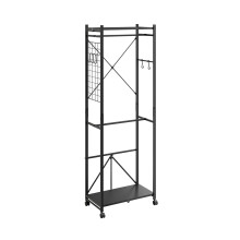 SoBuy Fekete görgős ruhaakasztó 60x32x175 cm