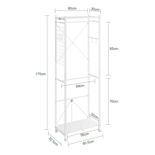 SoBuy Κρεμάστρα Δαπέδου Λευκή 60x32x175 εκ. 2