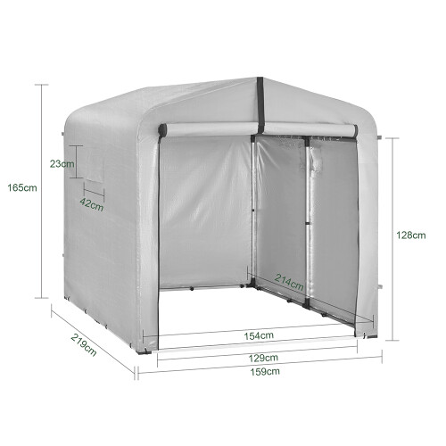 SoBuy Udendørs garage til cykel 219x159x165 cm grå 2