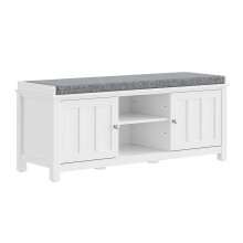 SoBuy Banc rangement chaussures blanc coussin gris