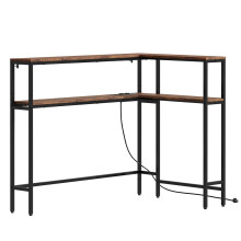 SoBuy Konsolentisch L-Form 120x80x101 cm Braun mit Steckdose