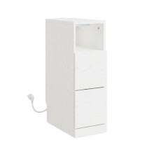 SoBuy Nachttisch mit 2 Schubladen, Cream White, 35x20x60 cm