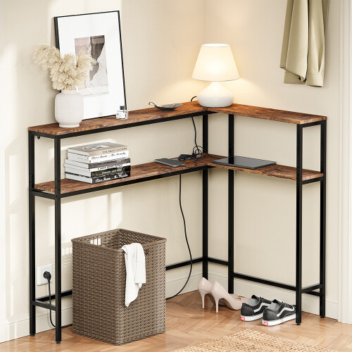 SoBuy L-Shaped Corner Console with Power Outlet 1
