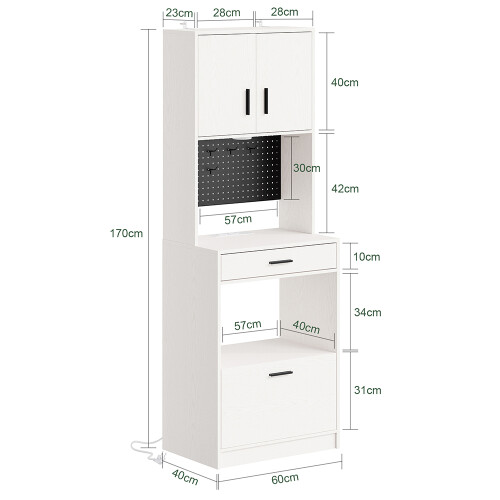 SoBuy Στενό Ντουλάπι FSB98-E-WG Κρεμ Λευκό 60x40x170 εκ. 2