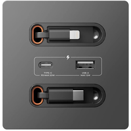 Universal  Socket with Charging  20W Fast Charge USB C Port PC Power Wall Panel, Charging Type C Outlet Gray