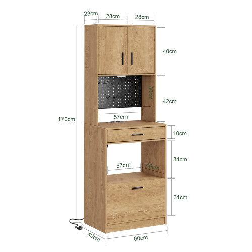 Comodă SoBuy Light Oak 60x40x170 cm 2