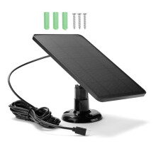 3-W-6-V-Solarpanel, IP66 Wasserdichtes Solarladegerät, Typ-C-Anschluss für Außenkameras, Geräte mit Geringem Stromverbrauch, Schwarz